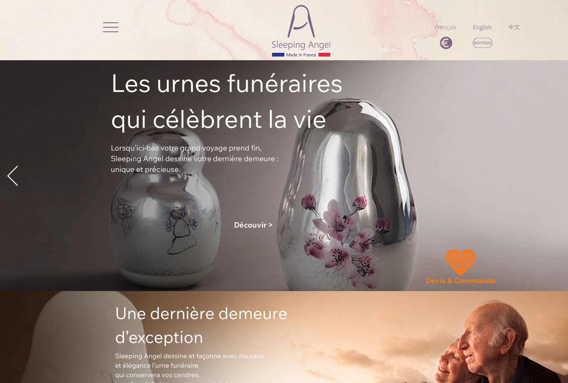 Page d'accueil du site Internet de Sleeping Angel